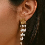 Ripple Gleam Hammered Pearl Earrings - floysun
