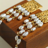 Ripple Gleam Hammered Pearl Earrings - floysun