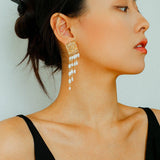 Ripple Gleam Hammered Pearl Earrings - floysun