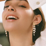Ripple Gleam Hammered Pearl Earrings - floysun