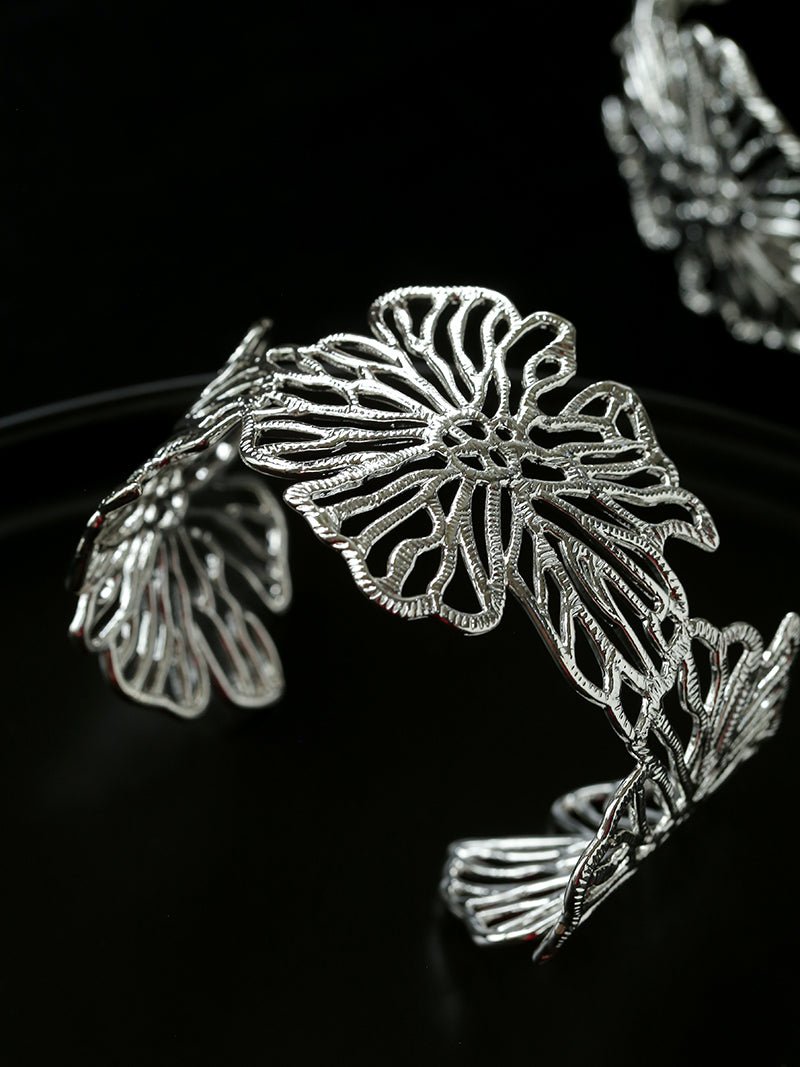 Romantic Lace Flower Open Cuff Bracelet - floysun