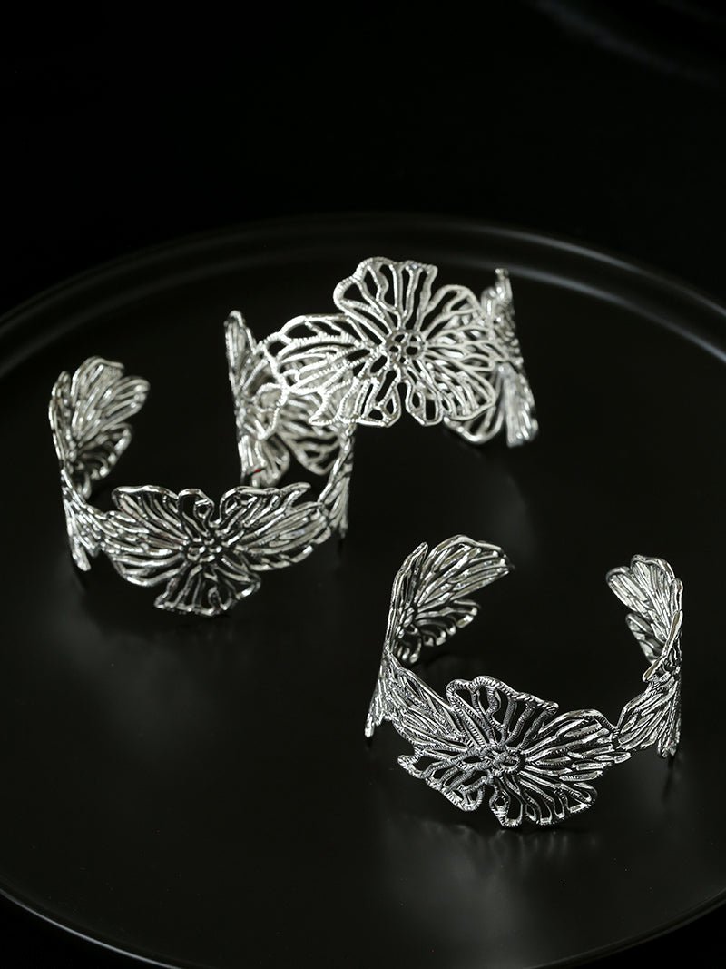 Romantic Lace Flower Open Cuff Bracelet - floysun