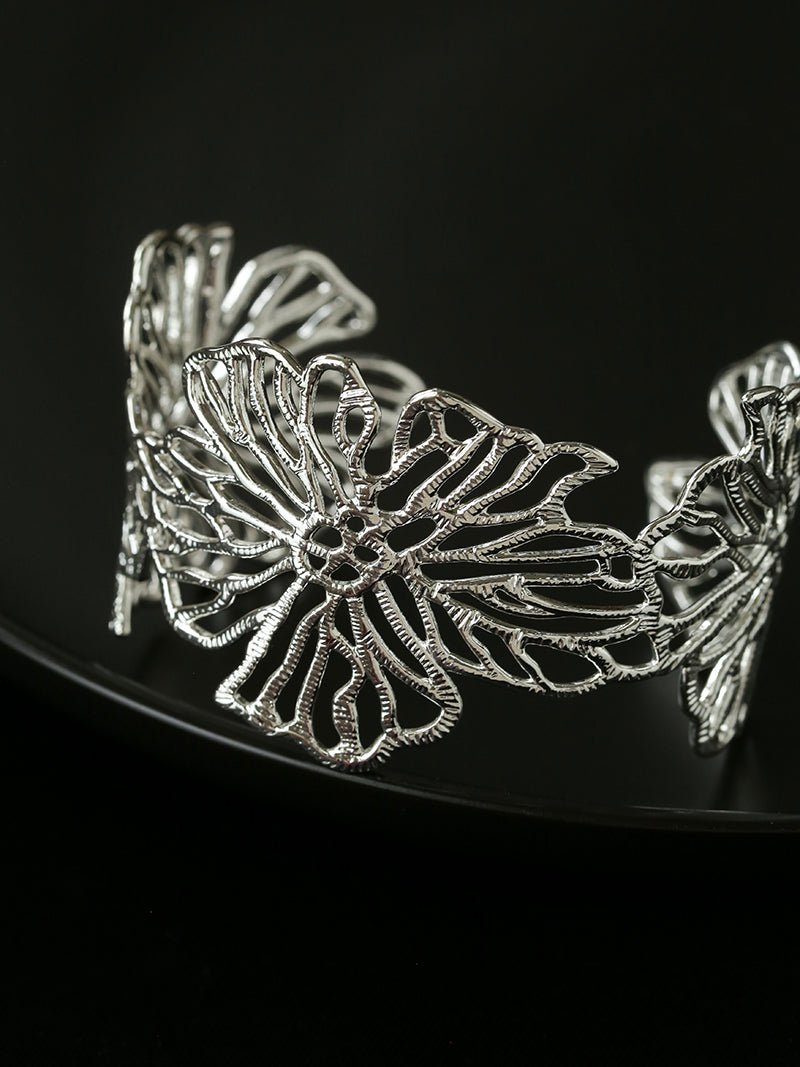 Romantic Lace Flower Open Cuff Bracelet - floysun