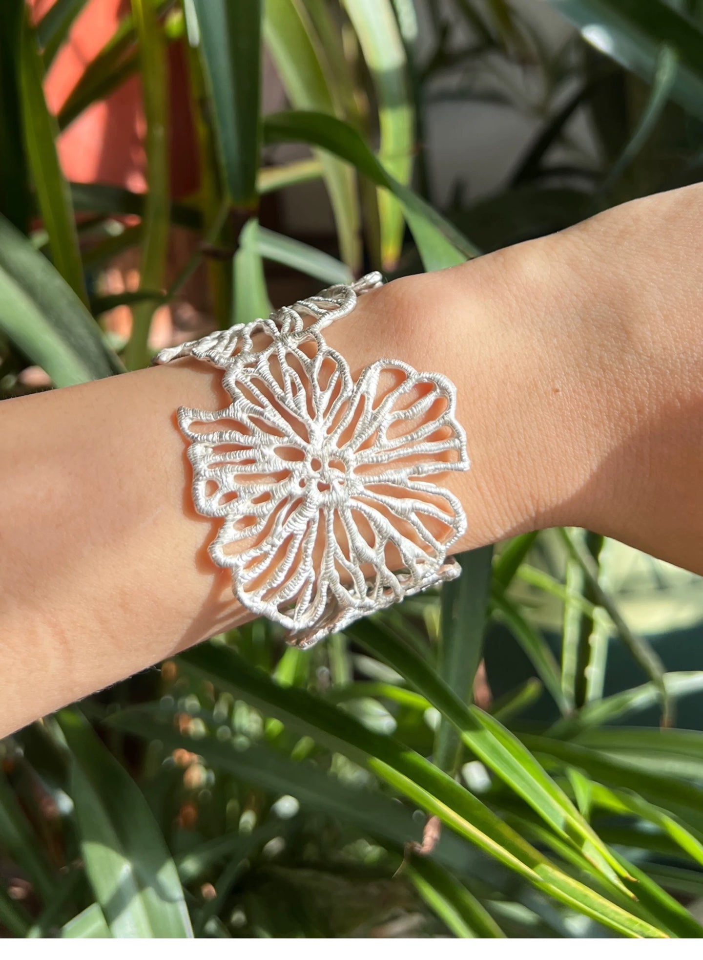 Romantic Lace Flower Open Cuff Bracelet - floysun