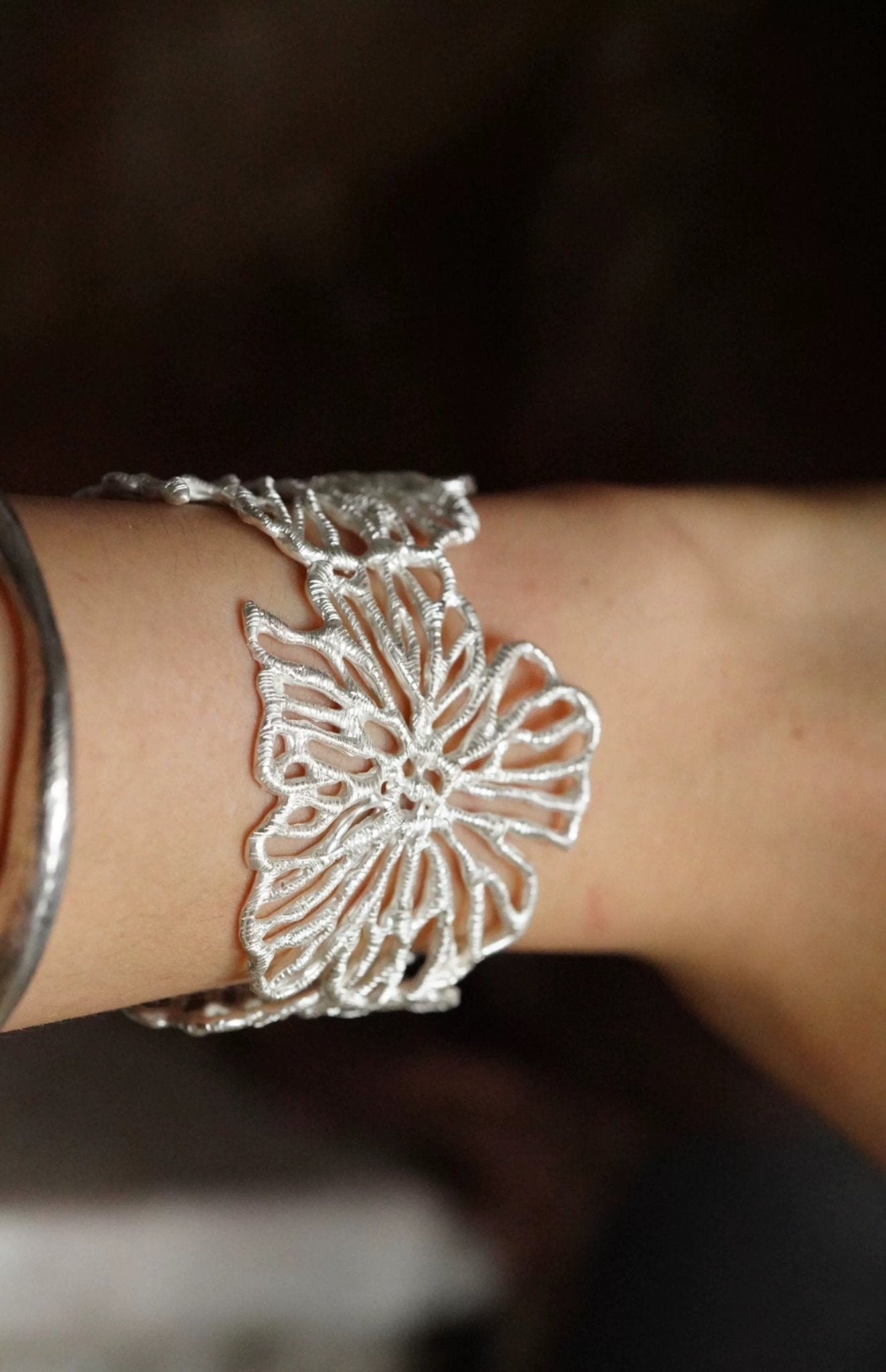 Romantic Lace Flower Open Cuff Bracelet - floysun