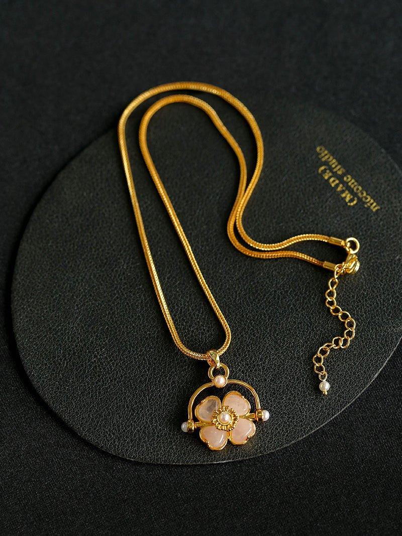 Rose Quartz Black Agate Clover Necklaces - floysun