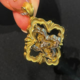 Rotating Four - Leaf Clover Necklace – Dual - Tone Gold & Silver with Pave Diamonds - floysun