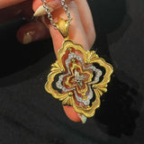 Rotating Four - Leaf Clover Necklace – Dual - Tone Gold & Silver with Pave Diamonds - floysun