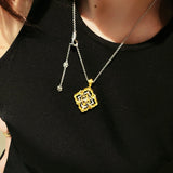 Rotating Four - Leaf Clover Necklace – Dual - Tone Gold & Silver with Pave Diamonds - floysun