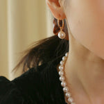 Round Baroque Pearl Drop Hoop Earrings - floysun