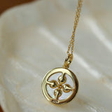 Round White Shell and Pearl Pendant Necklace - floysun