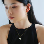 Round White Shell and Pearl Pendant Necklace - floysun