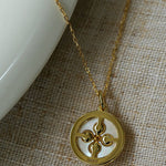 Round White Shell and Pearl Pendant Necklace - floysun