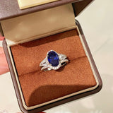 Royal Blue Sapphire Cabochon Diamond Ring - floysun