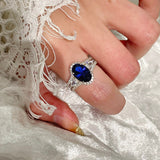 Royal Blue Sapphire Cabochon Diamond Ring - floysun