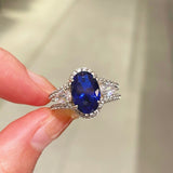Royal Blue Sapphire Cabochon Diamond Ring - floysun