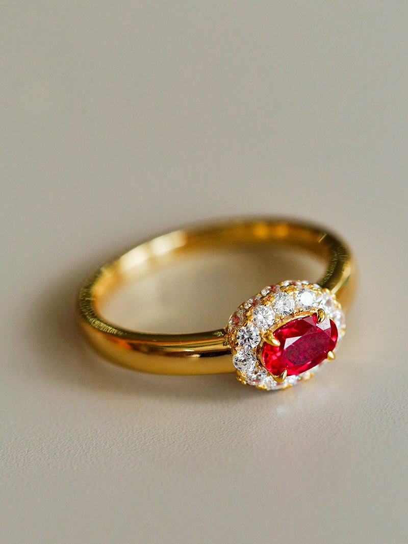 Ruby Halo – Petite Radiance Ring - floysun