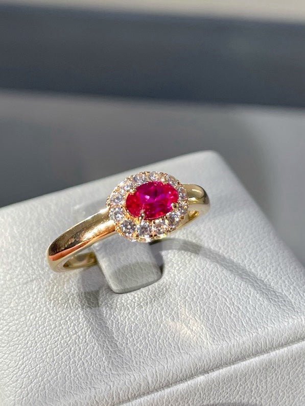 Ruby Halo – Petite Radiance Ring - floysun