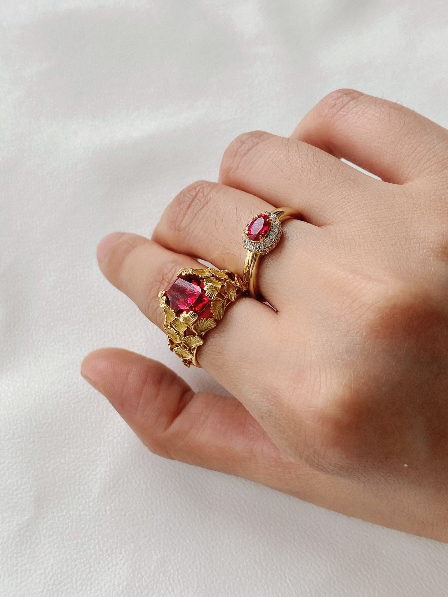 Ruby Halo – Petite Radiance Ring - floysun