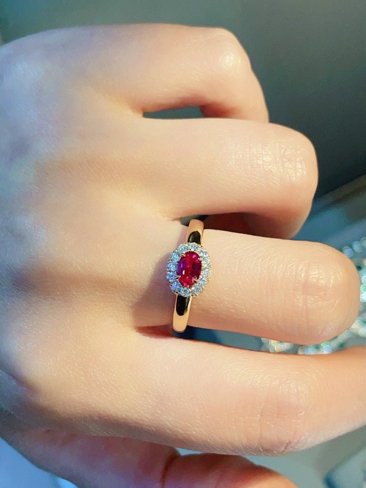 Ruby Halo – Petite Radiance Ring - floysun