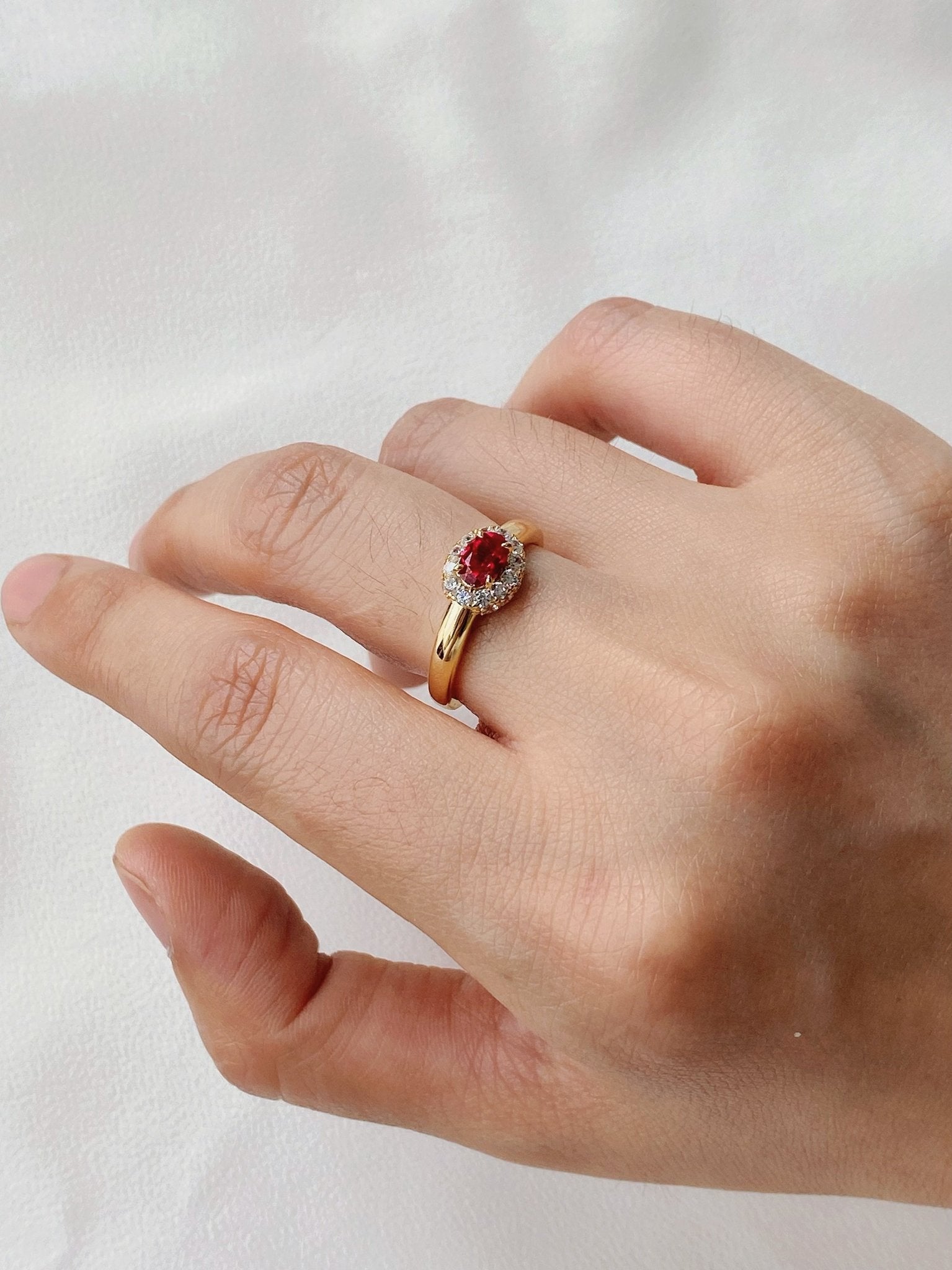 Ruby Halo – Petite Radiance Ring - floysun