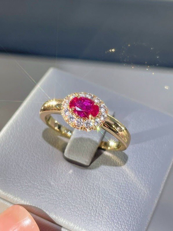 Ruby Halo – Petite Radiance Ring - floysun