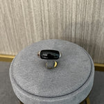S925 Sterling Silver Irregular Black Agate Rings - floysun
