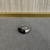 S925 Sterling Silver Irregular Black Agate Rings - floysun
