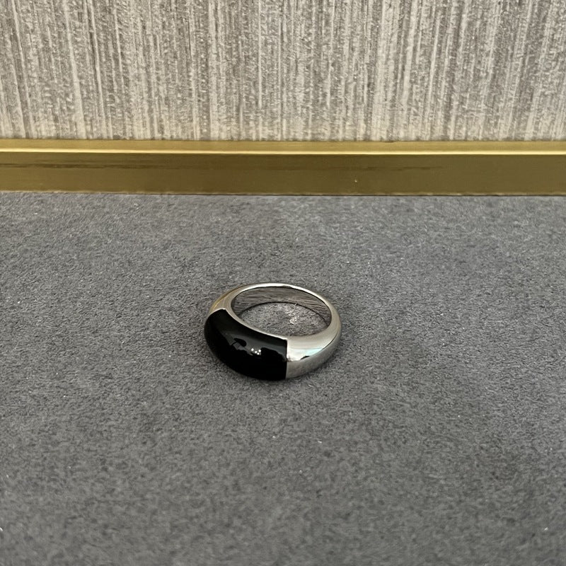 S925 Sterling Silver Irregular Black Agate Rings - floysun