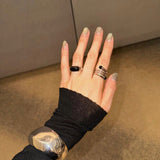 S925 Sterling Silver Irregular Black Onyx Rings - floysun