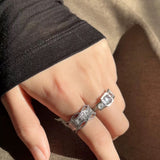 Satin Floral Wide Ring – Hollow Design in Brushed 925 Sterling Silver - floysun