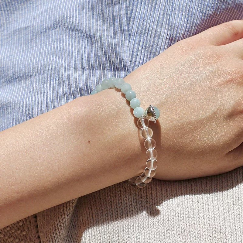 Sea of Stars Bracelet – Aquamarine & White Crystal - floysun