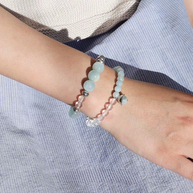 Sea of Stars Bracelet – Aquamarine & White Crystal - floysun