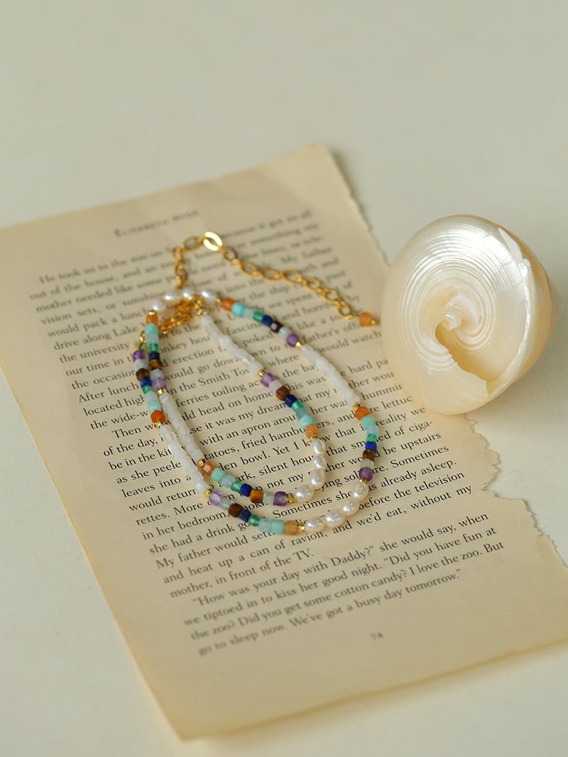 Secret Garden Colored Stone Beaded Necklace - Multi Stone - floysun