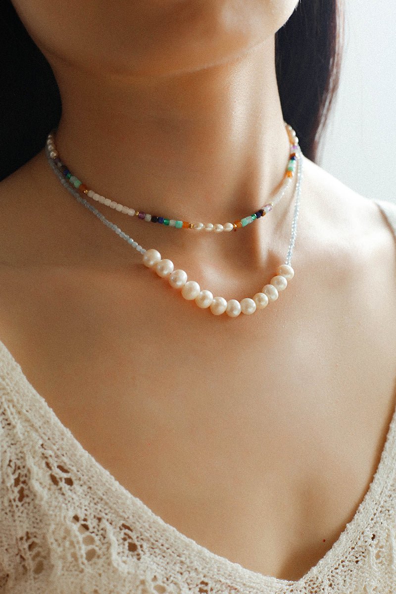 Secret Garden Colored Stone Beaded Necklace - Multi Stone - floysun