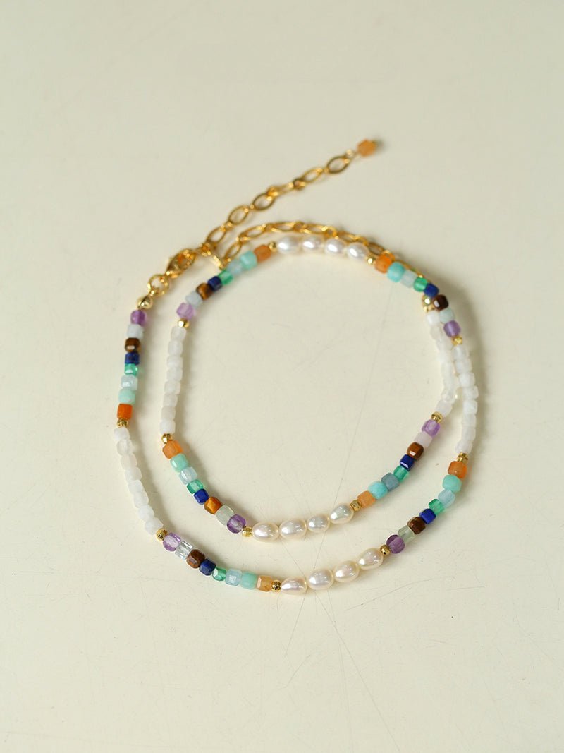 Secret Garden Colored Stone Beaded Necklace - Multi Stone - floysun