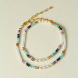 Secret Garden Colored Stone Beaded Necklace - Multi Stone - floysun