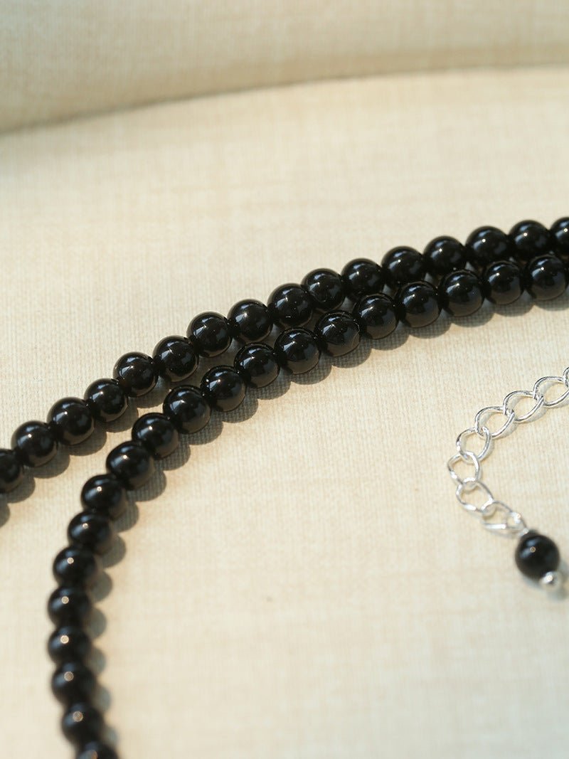 Shadow Lake Necklace – Black Onyx & Wood & Blue Calcite - floysun