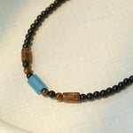 Shadow Lake Necklace – Black Onyx & Wood & Blue Calcite - floysun