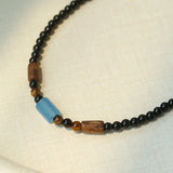 Shadow Lake Necklace – Black Onyx & Wood & Blue Calcite - floysun