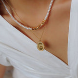Shattered Gold Mini Pearl Necklace - floysun