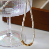 Shattered Gold Mini Pearl Necklace - floysun