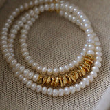 Shattered Gold Mini Pearl Necklace - floysun