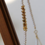 Shattered Gold Mini Pearl Necklace - floysun