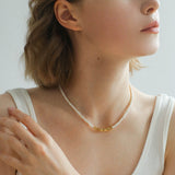Shattered Gold Mini Pearl Necklace - floysun