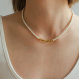Shattered Gold Mini Pearl Necklace - floysun