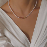 Shattered Gold Mini Pearl Necklace - floysun