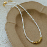 Shattered Gold Mini Pearl Necklace - floysun