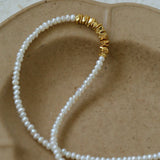 Shattered Gold Mini Pearl Necklace - floysun