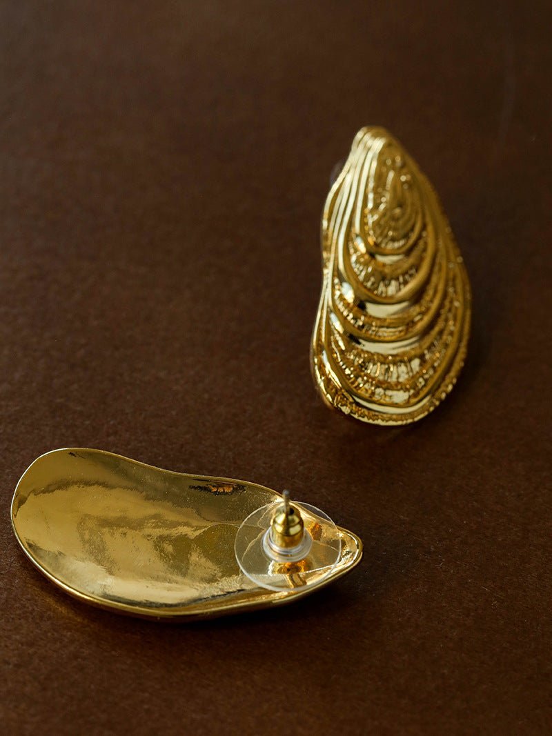 Shell - Inspired Textured Metal Earrings - floysun